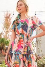 Lime 'N' Chili Abstract Print Maxi Dress in Fuchsia Combo - Image 5
